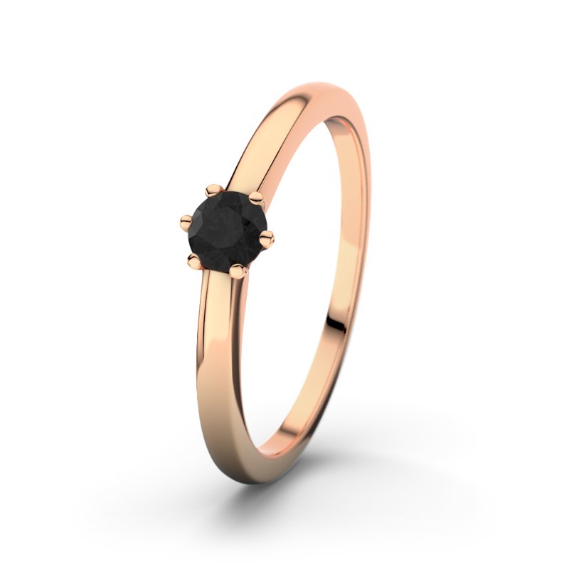 Diamant Schwarz Rotgoldring Den Haag, Rotgold 750, von vorn