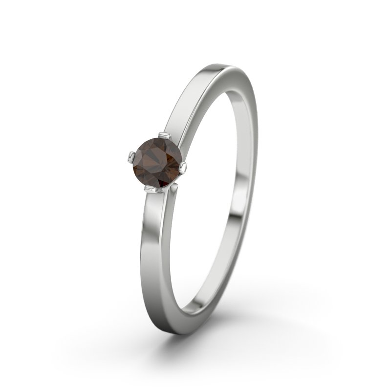 Rauchquarz Platinumring Detroit, Platinum 950, von vorn