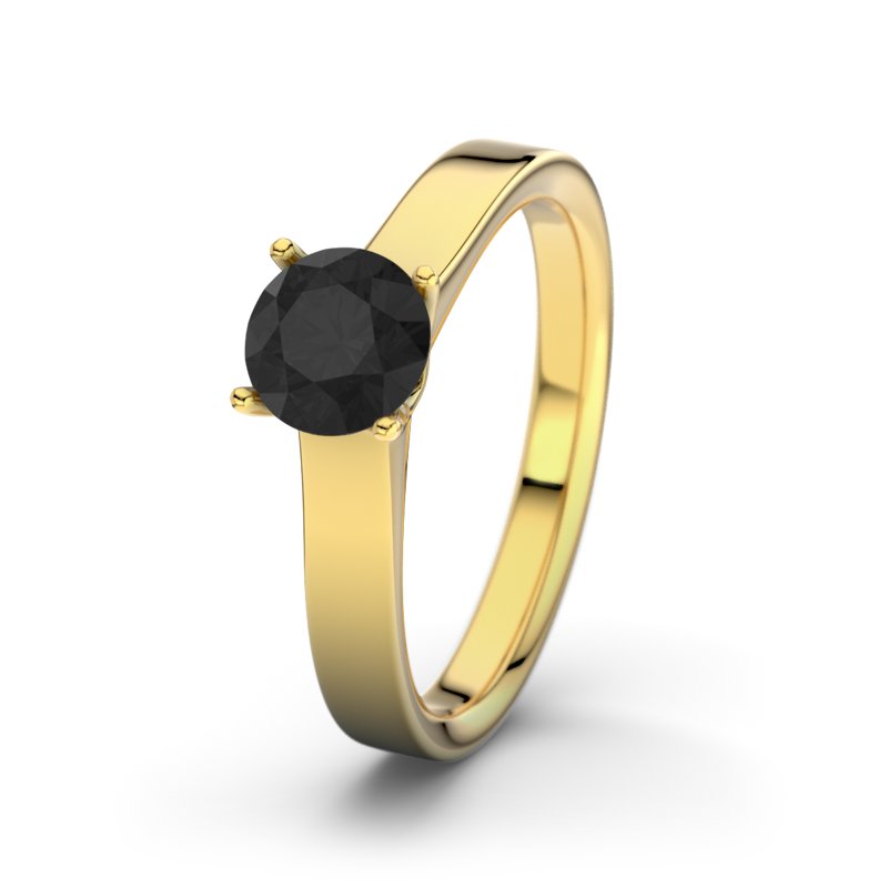 Diamant Schwarz Gelbgoldring Dijon, Gelbgold 375, von vorn