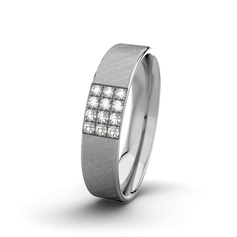 Diamantring Edward M5 P1, Platinum 950 Schrägmatt, von vorn