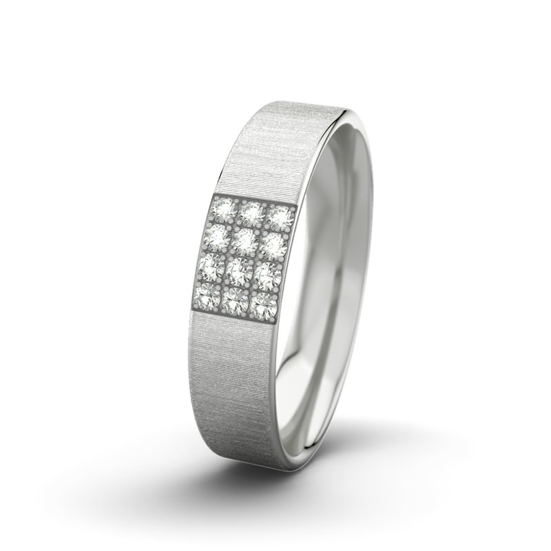 Diamantring Edward M5 P1, Sterlingsilber 925 quermatt, von vorn