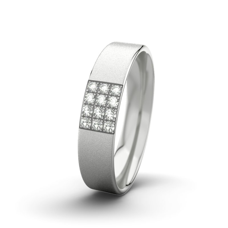 Diamantring Edward M5 P1, Sterlingsilber 925 Sandmattfein, von vorn