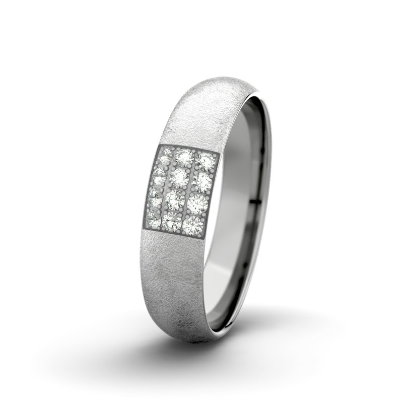 Diamantring Edward M5 P5, Palladium 585 eismatt, von vorn