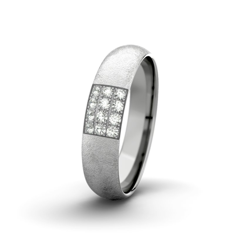 Diamantring Edward M5 P5, Platinum 600 eismatt, von vorn