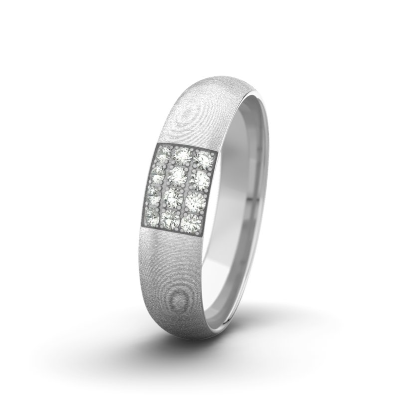 Diamantring Edward M5 P5, Weißgold 585 quermatt, von vorn
