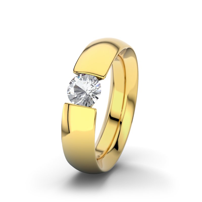 Zirkonia Gelbgoldring El Paso, Gelbgold 375, von vorn