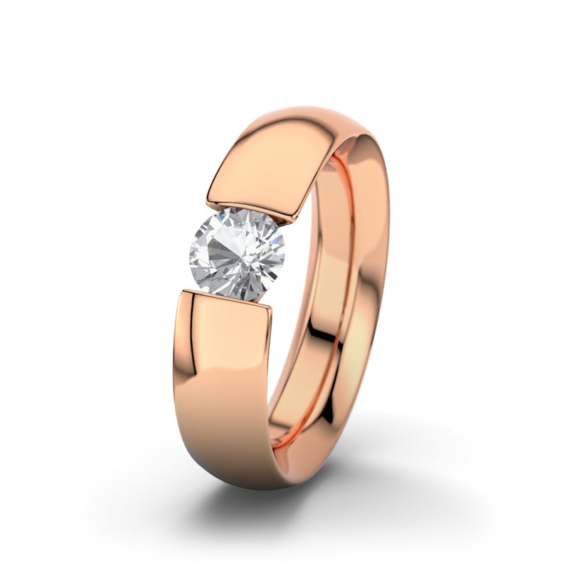Zirkonia Rotgoldring El Paso, Rotgold 750, von vorn