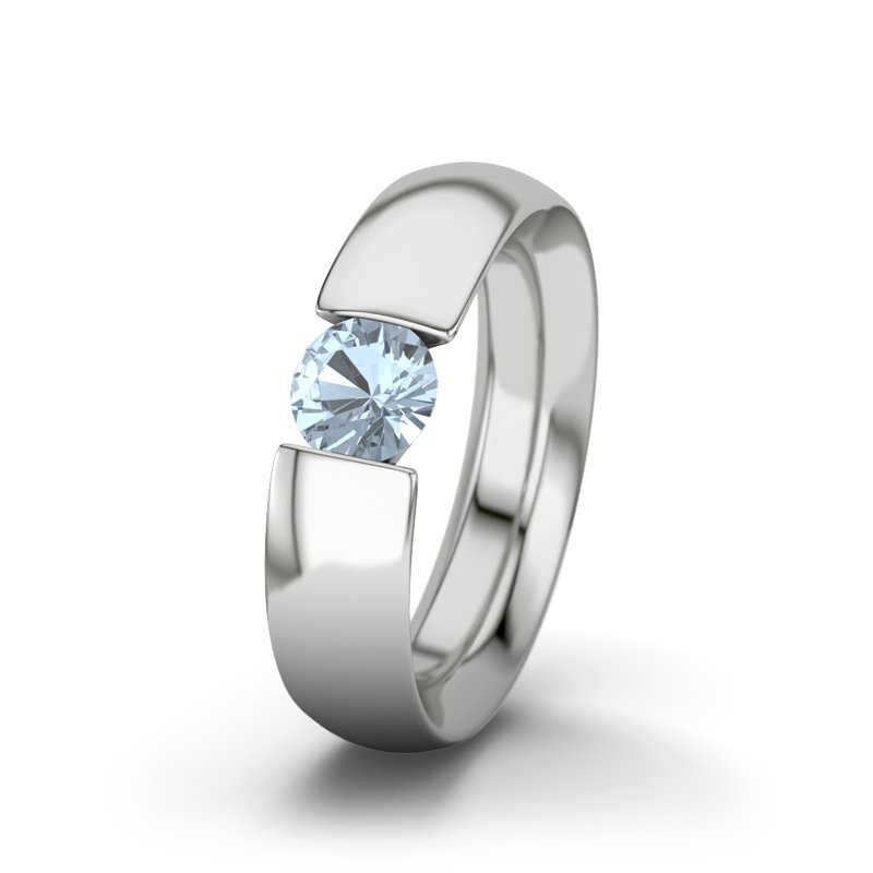 Blauer Topas Weißgoldring El Paso, Weißgold 375, von vorn