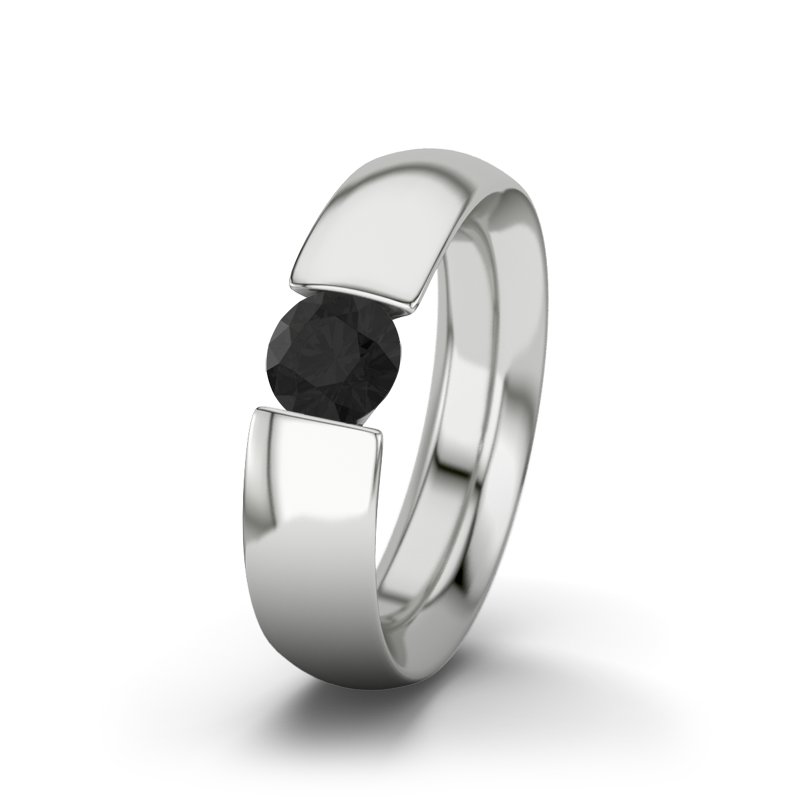 Diamant Schwarz Weißgoldring El Paso, Weißgold 375, von vorn
