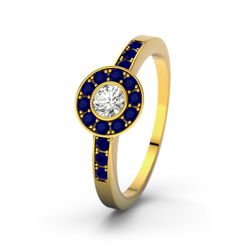 Diamantring Elli, Gelbgold 375, von vorn