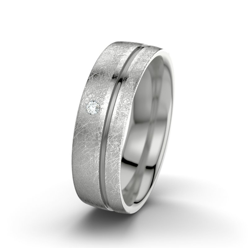 Diamantring Eurydike F6, Platinum 600 eismatt, von vorn