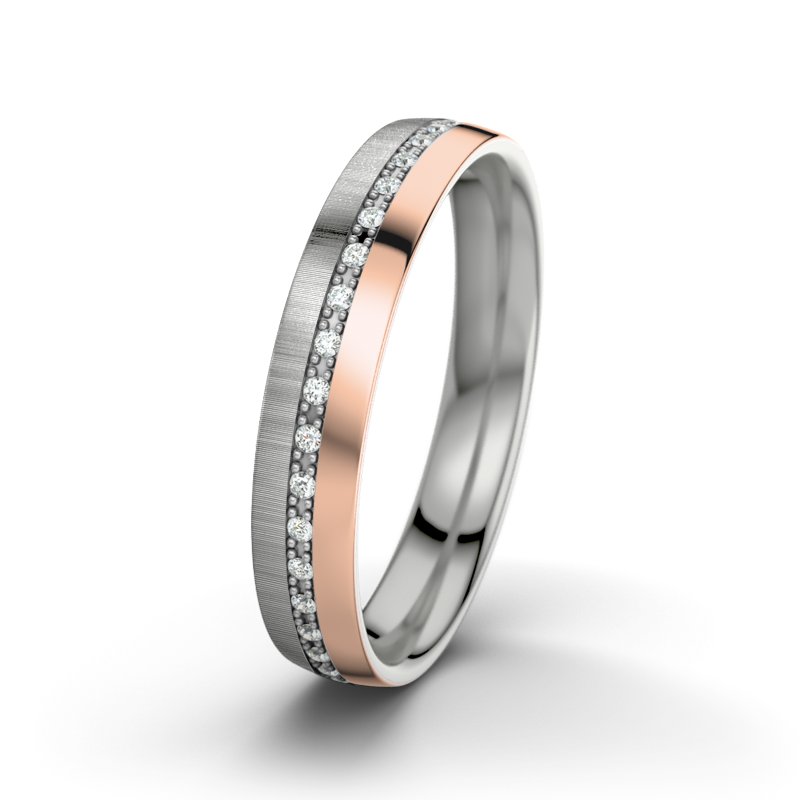 Diamantring Felipe M4, Platinum 950 quermatt, von vorn