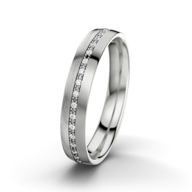 Diamantring Felipe M4, Sterlingsilber 925 längsmatt, von vorn