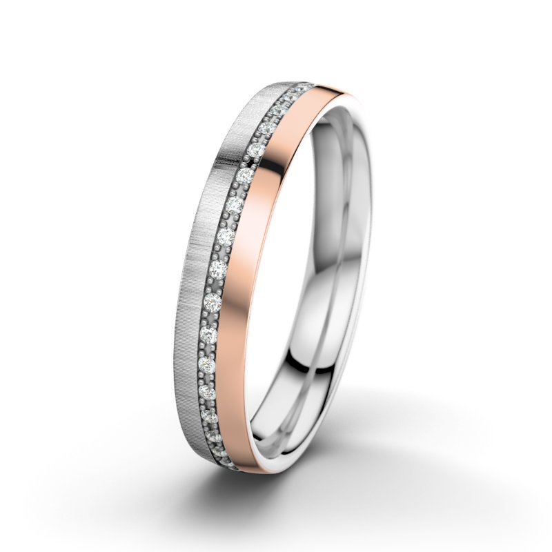 Diamantring Felipe M4, Weißgold 750 quermatt, von vorn