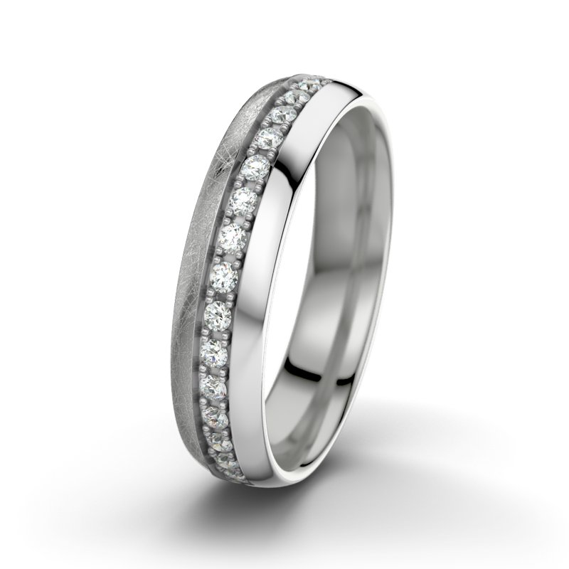 Diamantring Felipe M5, Palladium 585 eismatt, von vorn