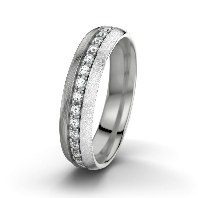 Diamantring Felipe M5, Platinum 600 längsmatt, von vorn