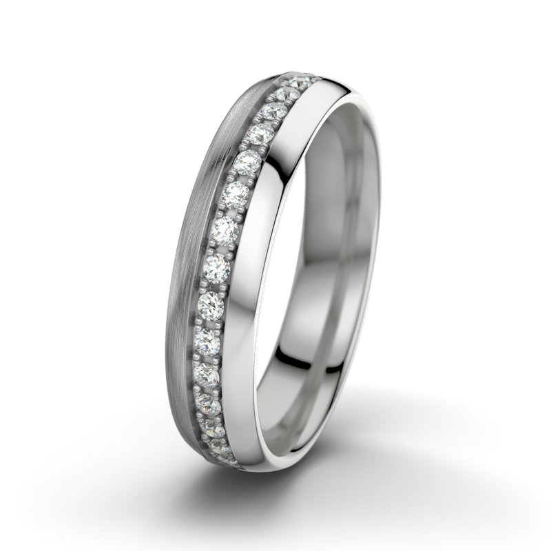 Diamantring Felipe M5, Platinum 600 längsmatt, von vorn