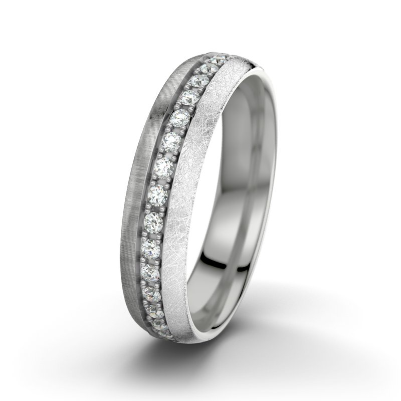 Diamantring Felipe M5, Platinum 950 quermatt, von vorn