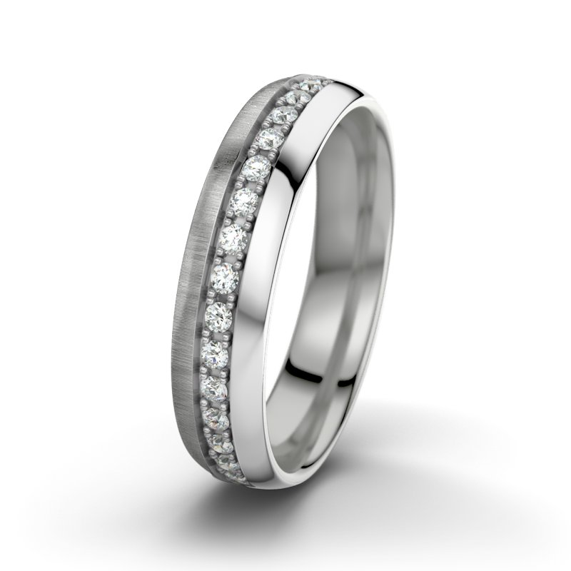 Diamantring Felipe M5, Platinum 600 quermatt, von vorn