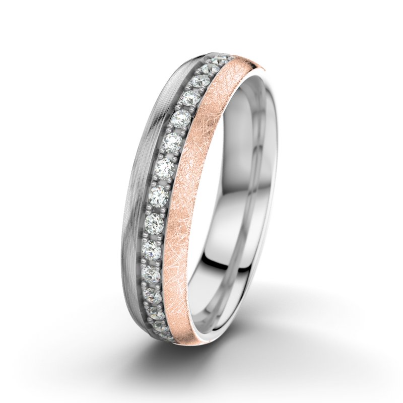 Diamantring Felipe M5, Weißgold 585 längsmatt, von vorn