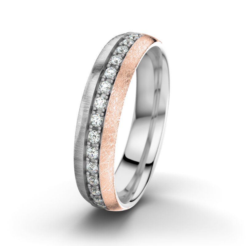 Diamantring Felipe M5, Weißgold 585 quermatt, von vorn