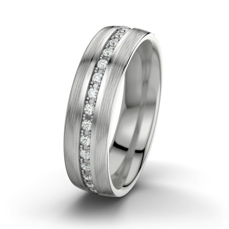 Diamantring Felipe M6, Palladium 950 längsmatt, von vorn
