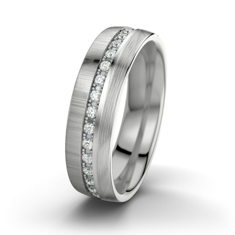 Diamantring Felipe M6, Palladium 585 quermatt, von vorn