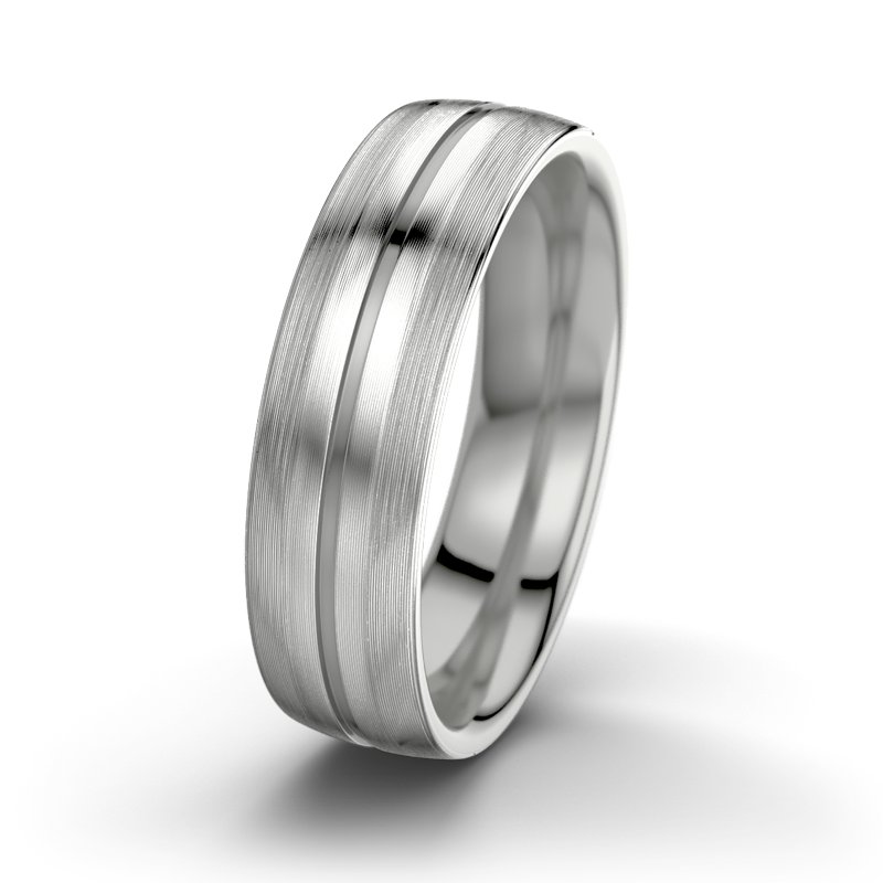 Kein Stein Platinum längsmattring Felipe M6, Platinum 950 längsmatt, von vorn