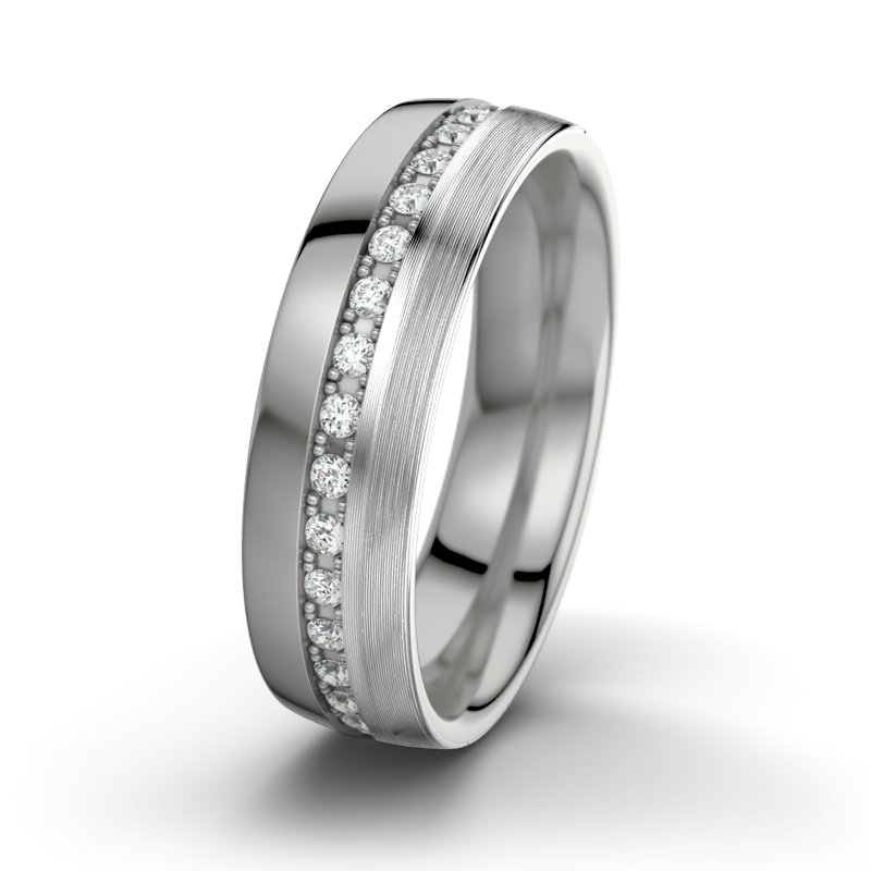 Diamantring Felipe M6, Platinum 600 poliert, von vorn