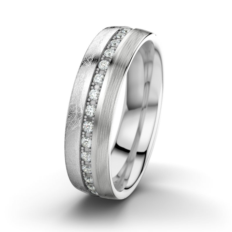 Diamantring Felipe M6, Weißgold 585 eismatt, von vorn