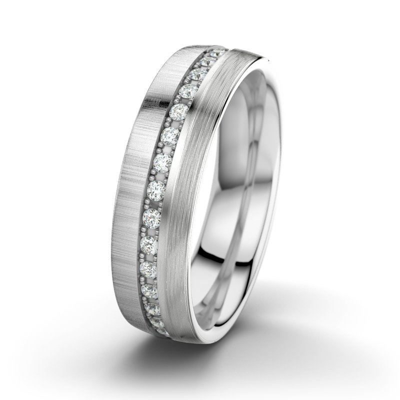 Diamantring Felipe M6, Weißgold 750 quermatt, von vorn