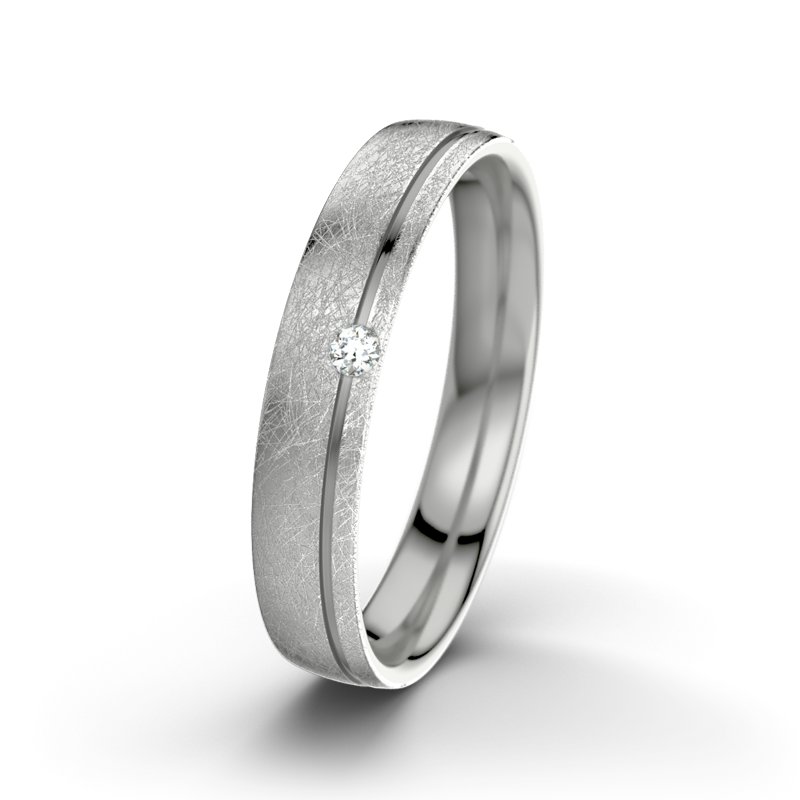 Diamantring Fred M4, Palladium 585 eismatt, von vorn
