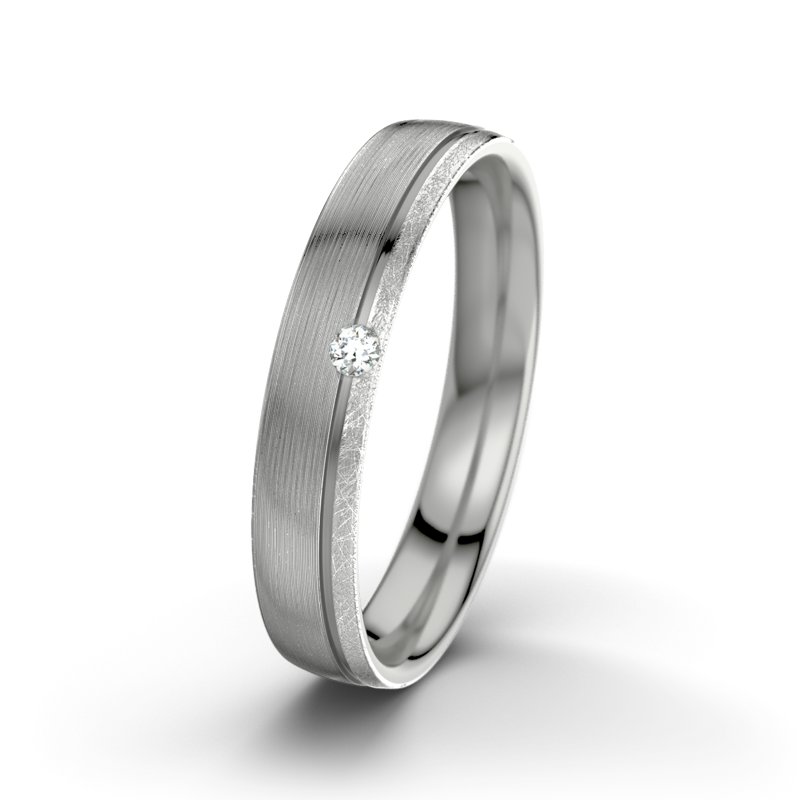Diamantring Fred M4, Palladium 950 längsmatt, von vorn