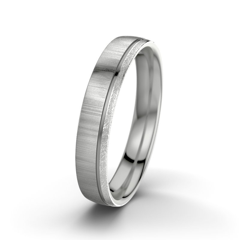 Kein Stein Palladium quermattring Fred M4, Palladium 585 quermatt, von vorn
