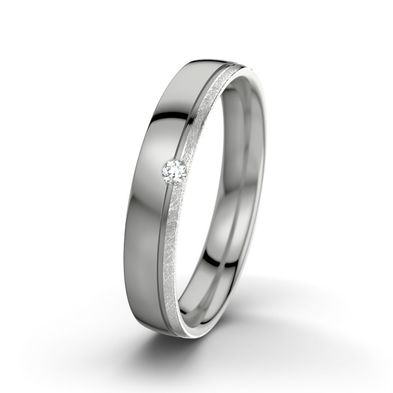 Diamantring Fred M4, Platinum 600 poliert, von vorn