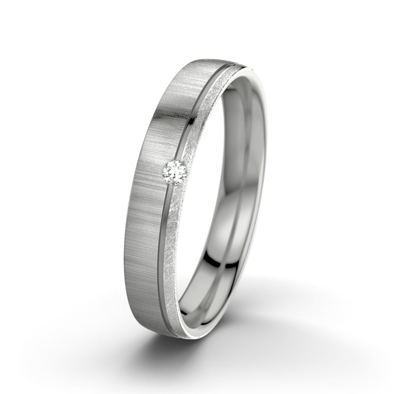 Diamantring Fred M4, Platinum 600 quermatt, von vorn