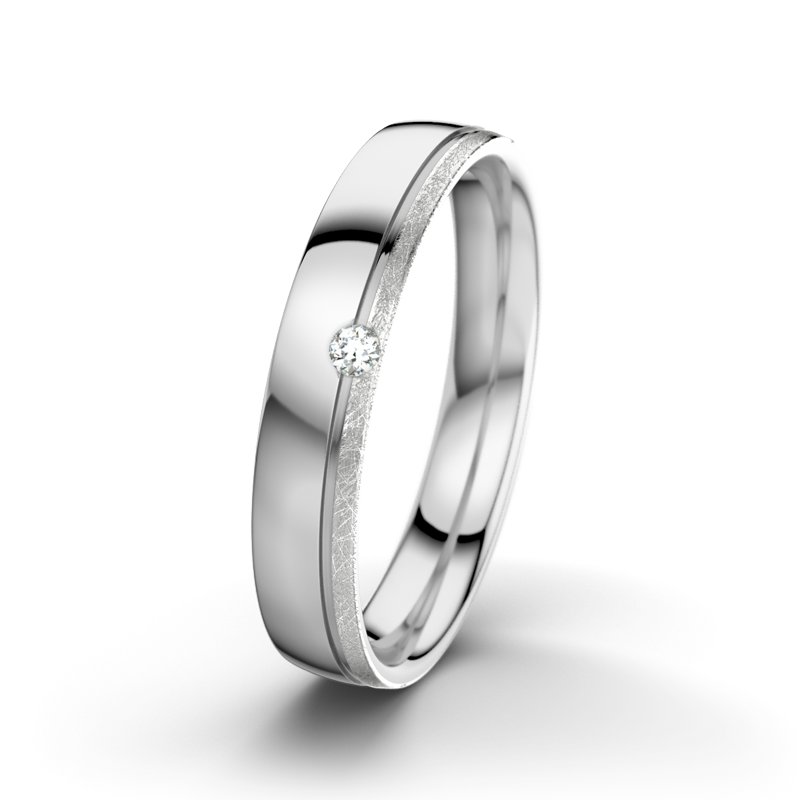 Diamantring Fred M4, Weißgold 375 poliert, von vorn