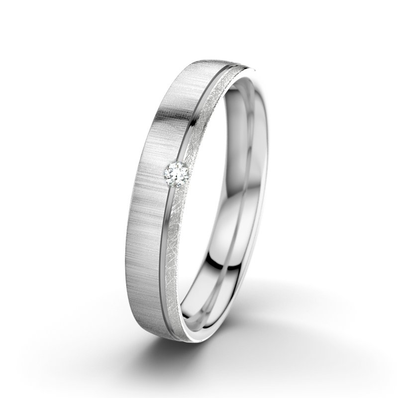 Diamantring Fred M4, Weißgold 585 quermatt, von vorn