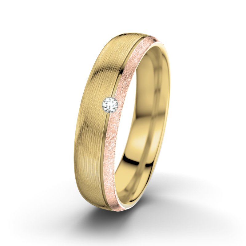 Diamantring Fred M5, Gelbgold 750 längsmatt, von vorn