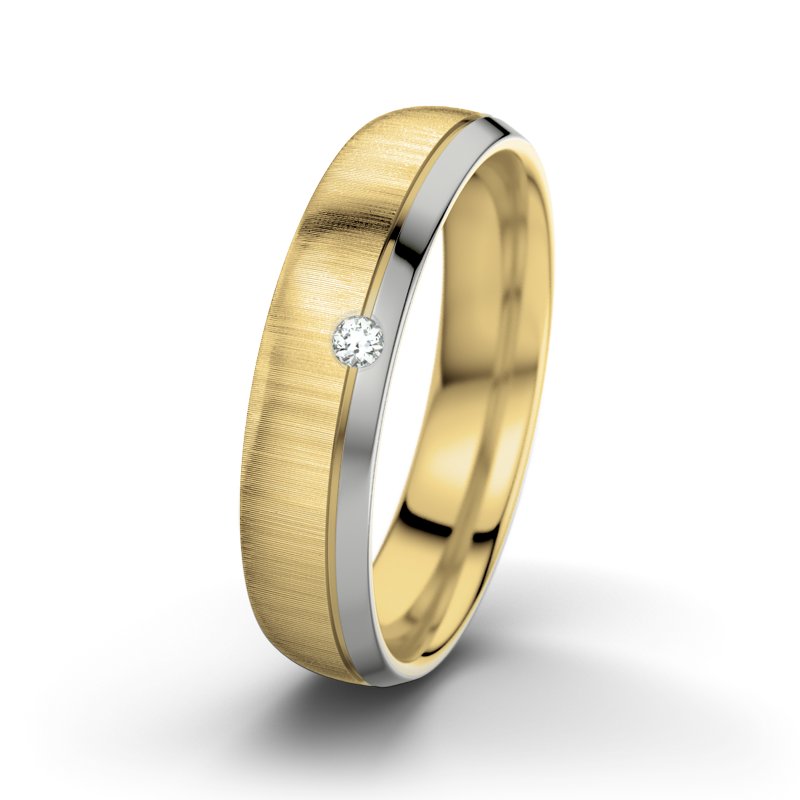 Diamantring Fred M5, Gelbgold 750 quermatt, von vorn