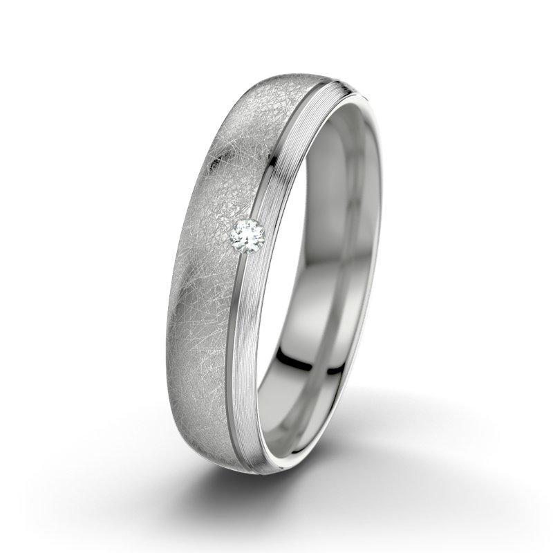 Diamantring Fred M5, Palladium 585 eismatt, von vorn