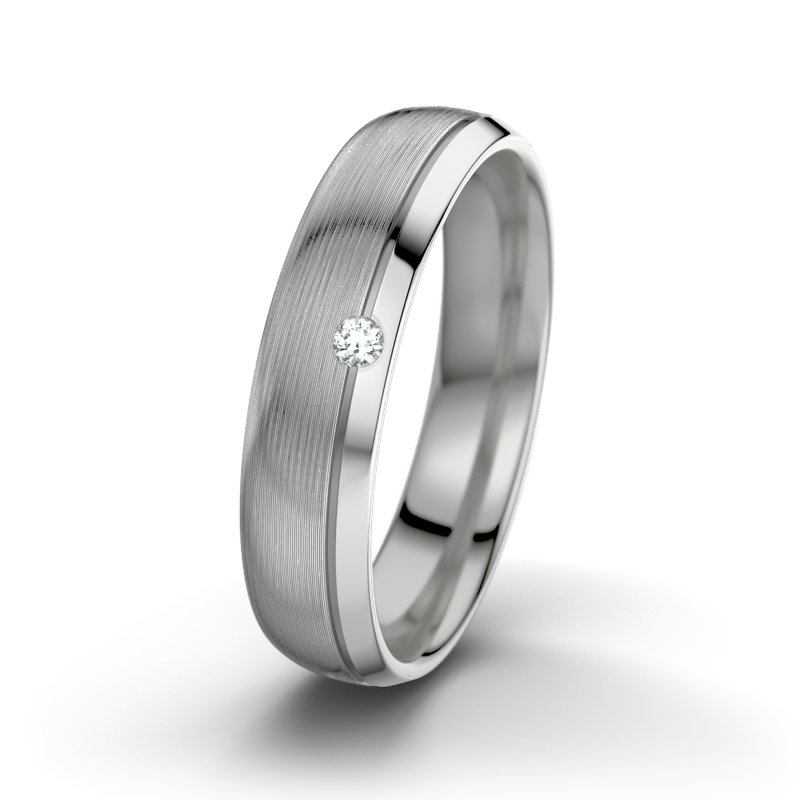 Diamantring Fred M5, Palladium 950 längsmatt, von vorn