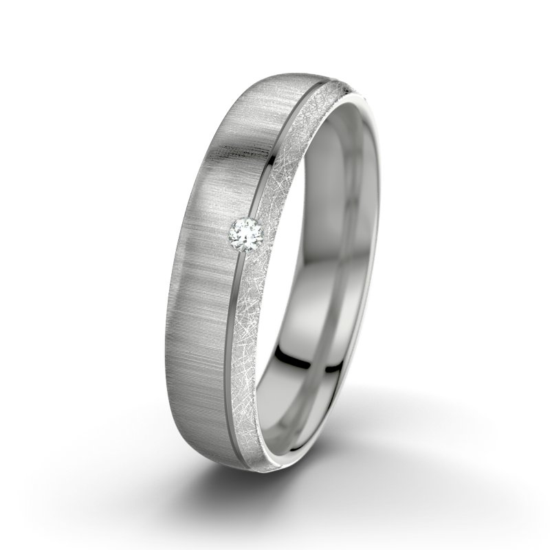 Diamantring Fred M5, Palladium 585 quermatt, von vorn