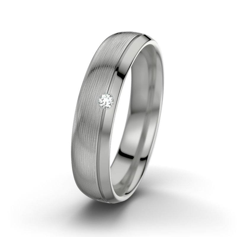Diamantring Fred M5, Platinum 950 längsmatt, von vorn