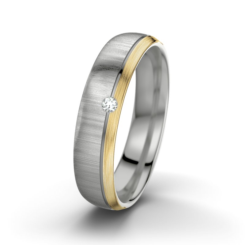 Diamantring Fred M5, Platinum 600 quermatt, von vorn