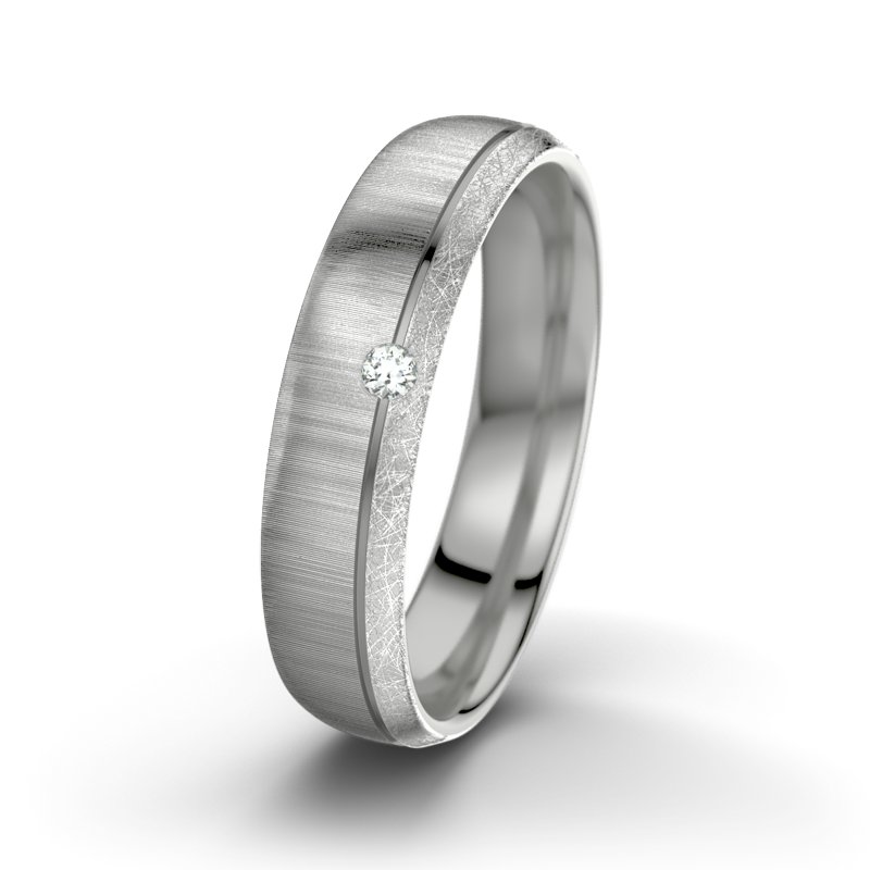 Diamantring Fred M5, Platinum 950 quermatt, von vorn