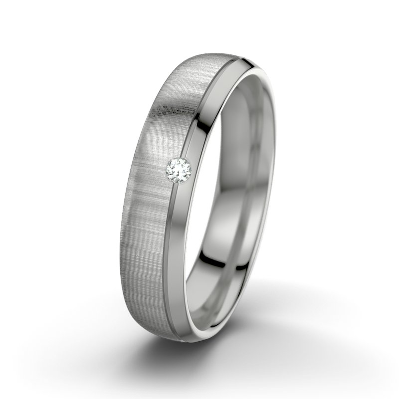 Diamantring Fred M5, Platinum 600 quermatt, von vorn