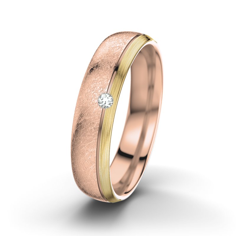 Diamantring Fred M5, Rotgold 750 eismatt, von vorn