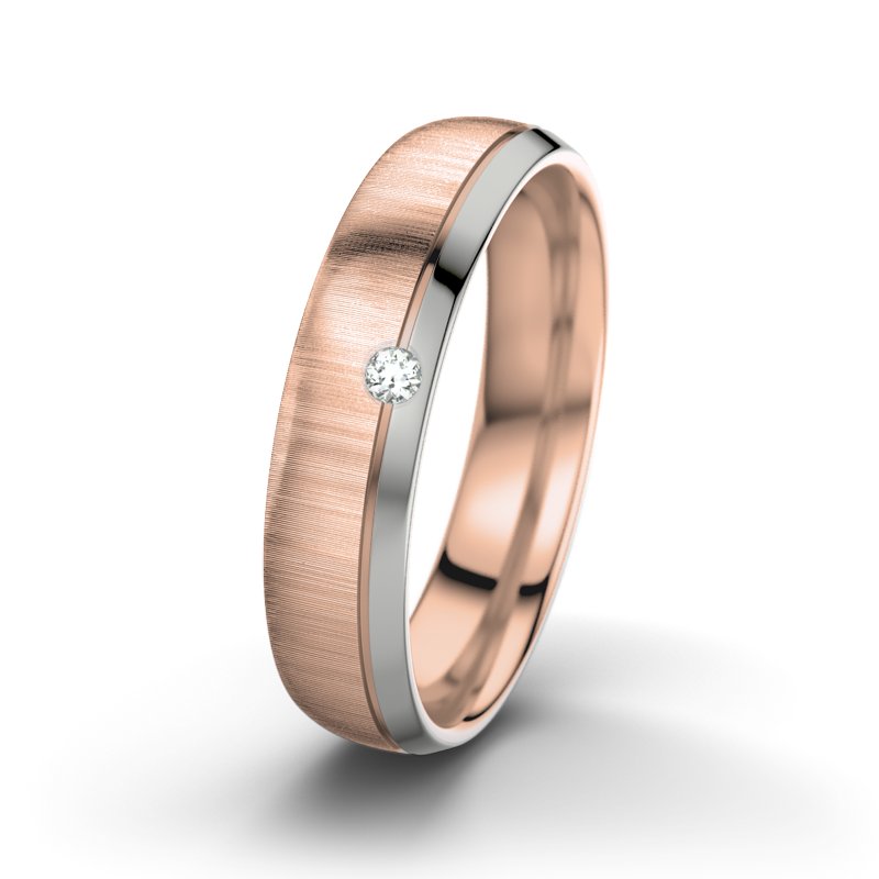 Diamantring Fred M5, Rotgold 375 quermatt, von vorn