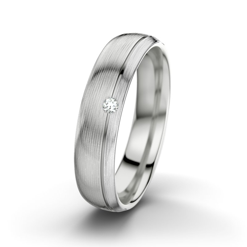 Diamantring Fred M5, Sterlingsilber 925 längsmatt, von vorn